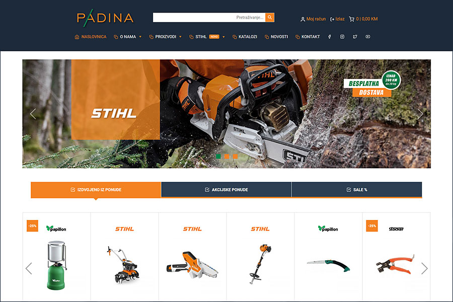 Nove webshop stranice www.padina.ba